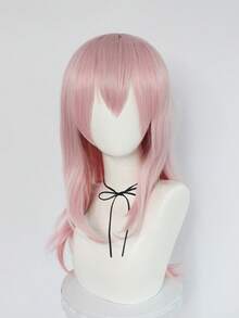 粉色渐变长卷发假发，带刘海，高品质耐热发丝，多功能假发，适合动漫角色扮演和韩流偶像造型 - 粉色 - 查看 11