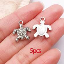 5/30 Peças Sortidas de Encantos de Animais Marinhos de Cristal e Strass, Tartaruga, Concha, Estrela-do-mar, Peixe, Pingentes Pendurados para Pulseiras, Colares, Brincos, Fabricação e Artesanato - Multicolorido - Visão 12