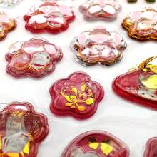 1/2/4pcs New Japanese Style 3D Embossed Cherry Blossom Stickers, Children/Girls Rhinestone Crystal Stickers, Fun Creative Diamond Phone Decorative Stickers - Multicolor - View 4