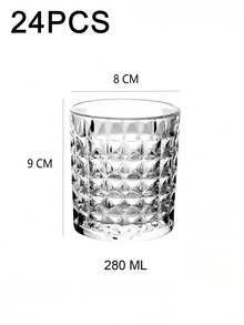 6-Piece Minimalist Transparent Glass Water Cup Set, Suitable For Home Use, Coffee Cups, Juice Cups, Whiskey Cups, Straight-Sided Textured Beverage Cups, Multiple Sizes Available, Party Table Cups. - DM303 (280ml) - View 10
