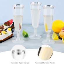 5/10/20/25/30pcs Reusable 130ml/5oz Transparent Champagne Glasses, Durable Elegant Champagne Flutes Suitable For Weddings, Cocktail Parties, Holidays, Christmas, New Year - Transparent - View 8
