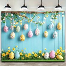 1 pièce Drapeau de porte 2D DRIHANCO Guirlande de lapin de Pâques - Bannière suspendue polyvalente d'intérieur/extérieur avec nœud bleu et décoration florale, sans électricité, décoration de fête de vacances dans diverses tailles et styles. - A - Voir 1