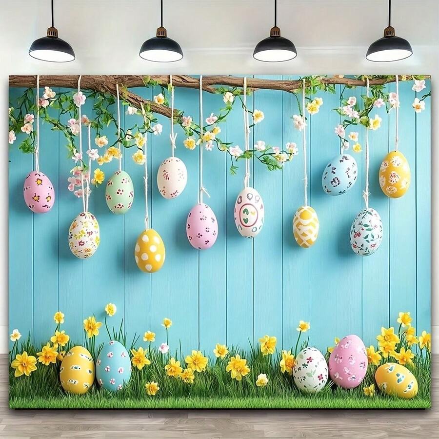 1 pièce Drapeau de porte 2D DRIHANCO Guirlande de lapin de Pâques - Bannière suspendue polyvalente d'intérieur/extérieur avec nœud bleu et décoration florale, sans électricité, décoration de fête de vacances dans diverses tailles et styles. - A - Voir 1
