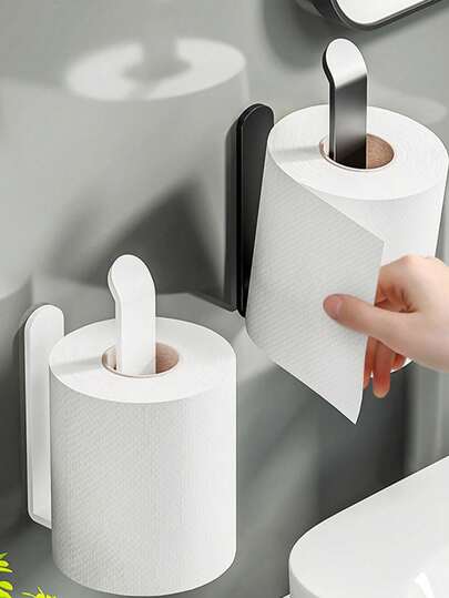 1PC No - Drill U - Shaped Toilet Paper Holder - Minimalist Bathroom Organizer,Self - Adhesive Toilet Roll Rack,Sleek Design,Plastic Material,Easy Stick - On