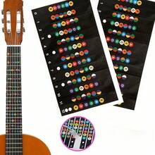2 miếng dán cần đàn guitar tự dính - Miếng dán nốt nhạc nhiều màu sắc - Công cụ học guitar tốt nhất cho người mới bắt đầu - 2 cái - Xem 1