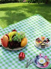 1pc Outdoor Picnic Mat, Portable Camping Pad, Waterproof Beach Blanket, Tent Ground Mat, Waterproof Lawn Mat, Indoor & Outdoor Family Game Travel Rug (Please Note The Image Description) - Green - View 4