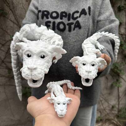 Escultura coleccionable de dragón de la suerte creativa impresa en 3D - Modelo de dragón de la suerte móvil con articulaciones que se pueden mover y abrir, adecuado para decorar escritorios, habitaciones, espacios de trabajo o como artículo de colección. Un juguete antiestrés. Adecuado como pieza decorativa, adorno, decoración de escritorio, regalo de cumpleaños, regalo de fiesta o regalo festivo.