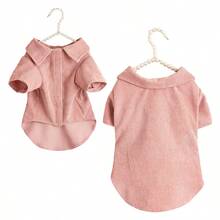 1 pieza Camisa interior con adorno de cierre de pana para mascotas, adecuada para gatos/perros pequeños, para primavera al aire libre - Rosa - Ver 1