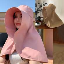 1pc Women's Large Shawl Sun Protection Beach Hat, Full Coverage Sun Protection Hat - Multicolor - View 13