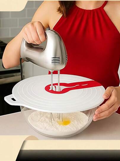 غطاء وعاء خفاقة بيض السيليكون 1/2 قطعة، غطاء وعاء بلاستيكي مانع للرذاذ، واقي رذاذ خفاقة البيض، أداة طهي للمطبخ، غطاء وعاء خفاقة البيض (ألوان عشوائية)