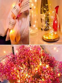 10pcs Adjustable Copper Wire Lights, LED Fairy Lights, Gift Box Decor Atmosphere Lights, DIY For Cake, Bouquet, Bedroom, Dining Table, Yard, Mason Jar Decor, Party, Wedding, Suitable For Valentine's Day, Mother's Day, Father's Day, Back To School, Holiday Gift, Birthday Gift, Housewarming Gift, Wedding Season - Warm Light Copper Wire Light String - View 7