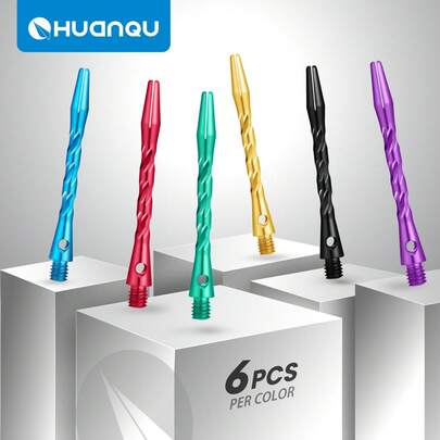 HUANQU 6pcs Aluminum Dart Shafts | Precisely Balanced, 51mm Long Durable Replacement Dart Shafts, 2BA Screw-In Compatible With Soft/Hard Tip Darts, 6 Colors, Suitable For All Skill Levels, Dart Accessories, Perfect For Competition Practice And Holiday Gifts