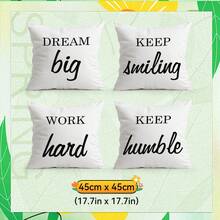 4pcs Inspirational Quote Pattern Pillow Cover, Single-Sided Printed Cushion Cover, Suitable For Living Room, Bedroom, Home Decor, All Season - Multicolor - View 11