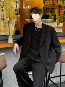 Spring And Autumn New Handsome, Loose, Lightweight, Cool, Fashionable Men's Clothing, Niche Design, Korean Style Suit Jacket - màu đen - Xem 4