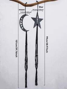 1个/2个手工编织月亮星星植物吊篮，波西米亚风室内悬挂式花盆，波西米亚家居装饰，黑色植物架，卧室客厅阳台墙面装饰，送给波西米亚植物爱好者的礼物，月相设计，星月装饰，乡村风家居装饰，中小型盆栽植物吊篮，波西米亚墙面艺术，星空家居装饰 - 彩色 - 查看 8