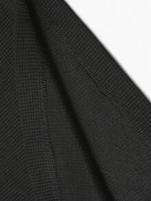 1 pieza Camisa polo de punto a cuadros con cuello henley gris para hombre, súper suave y cómoda, estilo casual minimalista de manga corta, adecuada para el transporte diario y el ocio - Negro - Ver 7