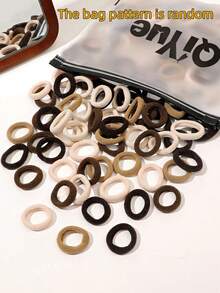 100/20pcs High-End Minimalist Dark Brown Vertical Striped Small Elastic Hair Ties - Multicolor - View 8
