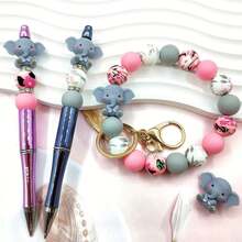 50pcs 3D Animal Silicone Bead Set With Printed Round Beads, Suitable For DIY Jewelry Making And Craft Projects - Multicolor - View 3