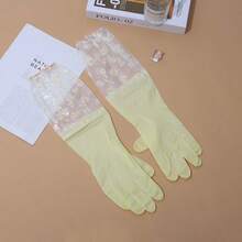 Long Household Cleaning Gloves, Rubber Dishwashing Gloves - Extended Version In Jelly Yellow - View 6