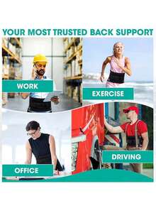 6pcs Unisex Adjustable Lumbar Support Belt, Non-Slip Waist Support Strap Suitable For Work, Fitness And Other Occasions - Black - View 9