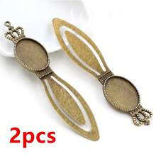 2pcs Craft Bookmark Blank Base Tray Bezel Fits 18x25mm Oval Cabochons DIY Jewelry Making Accessories Findings - Bookmark Base - View 12