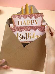 Birthday Card Set, Pink & Gold Banknote Card With Envelope, Folding Card, Happy Birthday, Birthday Celebration Supplies, Unique Creative Cash Holder, Party Gift - Surprise Gift Card - View 6