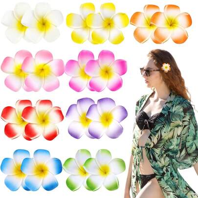 1/2/4/10/1218/24/36PCS Plumeria Hair Clips Flower Barrettes Floral Headpiece Hair Pins Hairpins Hairclips Women Multicolor Hawaiian Luau Tropical Wedding Vacation Beach Party Decorations Cosplay Hair Accessories