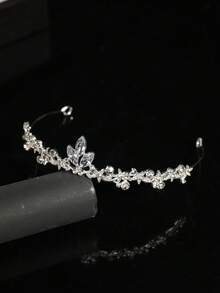 1pc Women's Fashion Princess Crown, Elegant Rhinestone Birthday Hair Accessory Headband - Silver - View 5