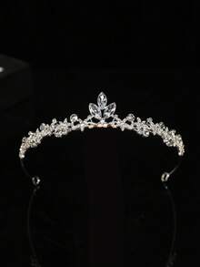 1pc Women's Fashion Princess Crown, Elegant Rhinestone Birthday Hair Accessory Headband - Silver - View 4
