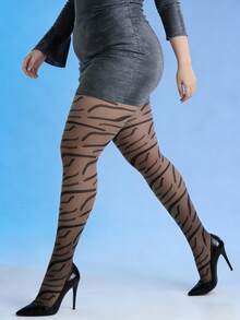 Wild Black Zebra Print Leggings - Contrast Striped Fitted Design, Suitable For Holidays, Parties And Nightlife - Black - View 4