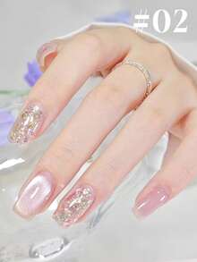 Mec 12ml 日本梦幻炫彩闪粉凝胶指甲油，8 色春夏限定款，粗细混合凝胶，彩虹闪光效果，蓝绿粉金，UV/LED 可卸，防脱落，沙龙品质，适合可爱、仙女、新娘和节日美甲。 - 彩色 - 查看 6