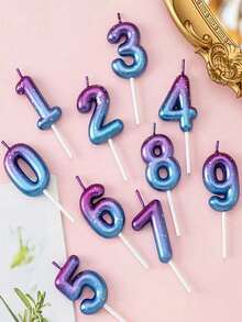 1个紫色和蓝色渐变数字0-9创意浪漫派对梦幻渐变蜡烛 - 查看 1