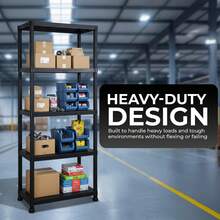 NEW! 2x 5 Tier Black Plastic Heavy Duty Shelving Racking Storage Unit - Multicolor - View 3