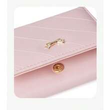 Bowknot Accent Minimalist Tri-Fold Women Wallet Multiple Card Slots Cute Cat Ear Design PU Snap Button Short-Style For Students Birthday Pink Bag Christmas Gifts Gift Thanksgiving For Women Wallet Purse Wallet Small Wallet - Hồng - Xem 4