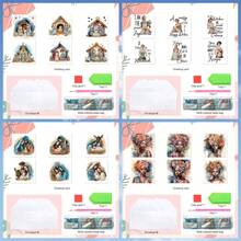 6pcs Diamond Painting Greeting Cards, Cartoon Character Themed Patterns, Paper Material With Round & Asymmetrical Diamond Dots, Suitable For Women's Day, Birthday, Holiday Party Blessings - View 6