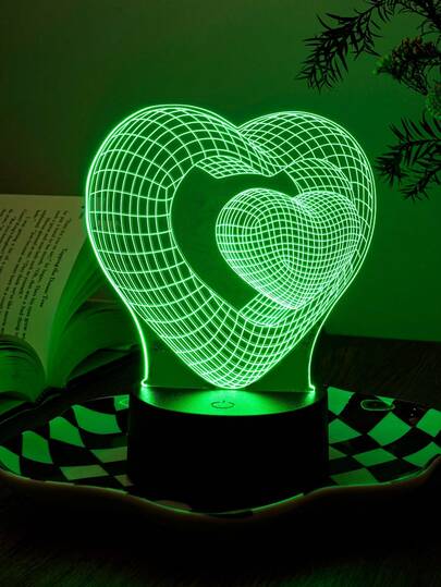 1pc 3D Creative Heart-Shaped LED Night Light, USB Powered Touch Control RGB Multi-Color Atmosphere Lamp, Suitable For Home Bedroom, Study, Nightlight, Dining Room, Cafe, Bar Decor, Ambient Lighting, Gift For Friends