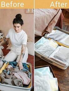 10 piezas Bolsas de almacenamiento transparentes multifuncionales, adecuadas para manualidades DIY, empaque, mantener la ropa limpia, con cremallera, bolsas de plástico para camisetas, camisas, documentos, ropa, bolsas de sellado esmerilado reutilizables, bolsas de almacenamiento de viaje para mujeres embarazadas, bolsas de viaje para zapatos y cosméticos que ahorran espacio - Multicolor - Ver 4