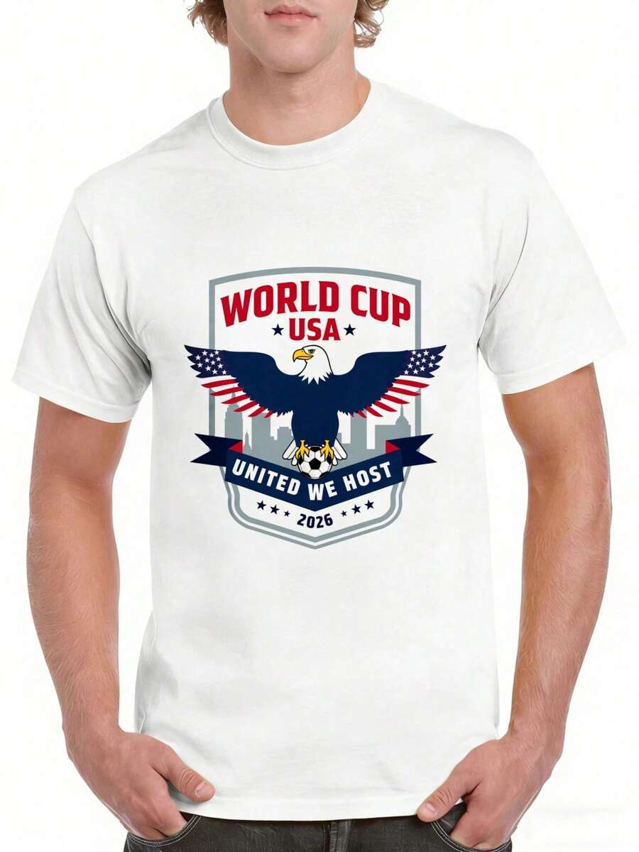 United World Cup Football T-Shirt White World Cup Trophy And Stars Graphic Print For Sports Fans And Events - 白色15 - 查看 1