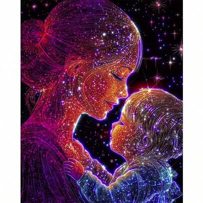 1pc Mother's Day Theme DIY Mother And Child Kissing Pattern 5D Diamond Painting Kit, [30*40cm/11.8*15.7in] [40*50cm/15.7/19.7in], Suitable For Adult Beginners DIY Mosaic Diamond Art, Full Diamond Handmade Hobby, Suitable For Living Room, Bedroom, Office Wall Decor Painting, Surprise Gift Art Home Decor For Family And Friends, Frameless