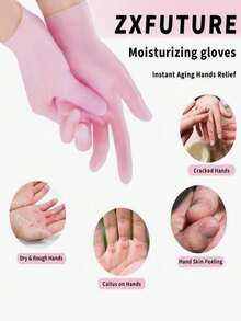 6件套硅胶保湿套装 - 可重复使用的面膜、防滑手套和袜子，适用于干燥、皲裂的足部、脚后跟和粗糙的皮肤，男女通用，适合日常和居家足部护理，高弹吸水袜，居家保湿的理想之选，保湿手套，送给妈妈的礼物，母亲节礼物，旅行配件 - 彩色 - 查看 3