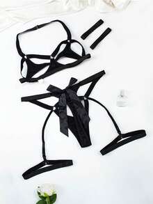 weiweihu Plus Size Sexy Underwear,Love Metal Buckle, Ladies Straps Hollowed Out Sling Big Bow Underwear Set, Black, Plus Size,Plus Size Lingerie,Lingerie For Women,Lingerie Plus Size,Valentine's Day,Crotch Out Lingerie,Plus Size Fishnet Stockings,Tights Plus Size,Adult Women Gifts,Plus Size Swim Suits For Women,Lingerie For Women>Viber,Lingerie Plus Size,Lingerie For Women Plus Size,Lingerie For Women Roleplay,Lingerie For Women>Plus Size,  Lingerie For Women Plus Size, Plus Size Lingerie Set, Lingerie Plus Size, Lingerie For Women>Club, Valentines Day Outfit, Valentine's Day>Lingerie - 黑色 - 查看 3