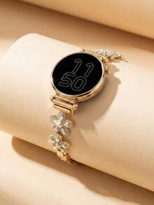 Crystal Flower Metal Strap For Galaxy Watch 7/6/5/4 Strap 40 Mm 44mm 47mm 46mm 41mm,Galaxy Watch 5 Pro 45mm,Galaxy Active 2,Galaxy The Watch 3,18/20/22mm, Compatible With HW Watch 5/4/3/2/1 And GT5/4/3/2, As Well As HW Watch Fit3/Fit4 And HW Band 8/9/10NFC - Gold - View 5