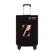 1pc Non-Stretch Non-Woven Fabric Luggage Protective Cover Suitable For 20-30 Inch Trolley Case, Anti-Scratch Luggage Protector Cover With Rose Gold Letter Pattern, Travel Accessory Essential For Back To School - Black - View 39