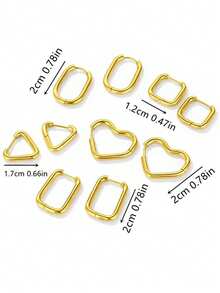 OBOVAY 4 Pairs Women's & Men's Classic Smooth Copper Hoop Earrings, Small Hoop Earrings Set, Infinity Symbol Earrings - Yellow Gold - View 6