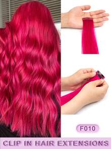 1 Piece Real Human Hair Clip-In Hair Extensions, Multiple Colors Available, Colored Hairpieces, 16 Inch Straight Human Hair Extensions For Women, Add Hair Volume, Natural & Fluffy, Suitable For Parties, Cosplay & Other Occasions - Multicolor - View 21