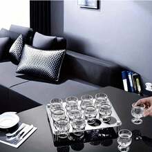 50ml Diamond/Butterfly Pattern Crystal Clear Stemmed Glass Liquor Shot Glass, Transparent Refractive High-End French Style Vodka, Whiskey Glass - Clear - View 1