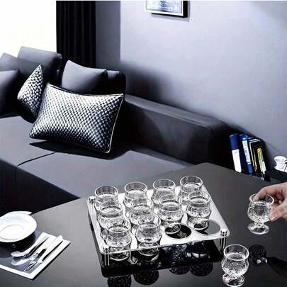 50ml Diamond/Butterfly Pattern Crystal Clear Stemmed Glass Liquor Shot Glass, Transparent Refractive High-End French Style Vodka, Whiskey Glass