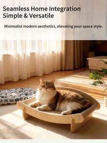 Tabla rascadora de sisal, sillón de descanso para gatos, estructura de madera estable, almohadilla rascadora, adecuado para todas las estaciones, sillón chaise lounge - Silla individual para gatos con respaldo - Ver 6