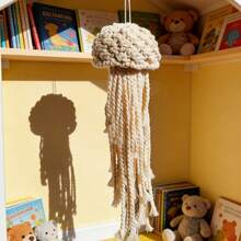 1pc Macrame Wall Hanging, Bohemian Handwoven Aerial Decor, Indoor Outdoor Tassel Ornament, Suitable For Various Scenes - Beige - View 8