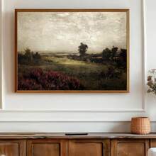 1 tấm tranh phong cảnh đồng cỏ cổ điển (có khung/không khung) trên vải canvas, tông màu trầm tối, cổ điển, phong cách nông thôn, thiên nhiên, tranh nghệ thuật mộc mạc trang trí nhà nông thôn, nhà tranh kiểu nông trại, tranh retro cho căn hộ, phòng khách, phòng ngủ, trang trí nhà hiện đại. - A - Xem 1